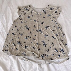 Gray Blouse w/ floral pattern